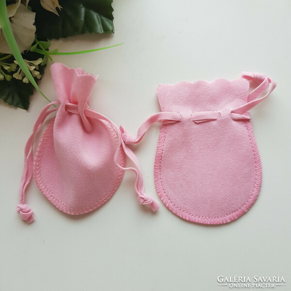 New, pink velor decorative bag, gift bag, jewelry bag