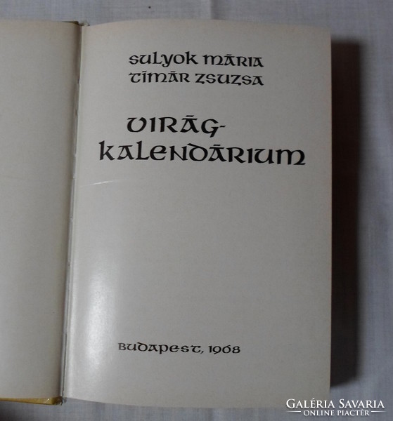 Mária Sulyok – Zsuzsa tanner: flower calendar (name day flower recommendation, 1968)