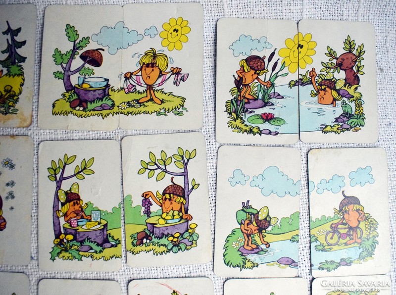 Old game card makk marci and makk marci card remnants, 27 pcs. Card sheet, damaged!