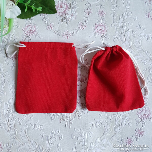 New, red velvet decorative bag, gift bag - 10.5x9cm