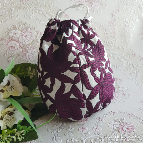 New, custom-made burgundy-silver, casual purse, small bag