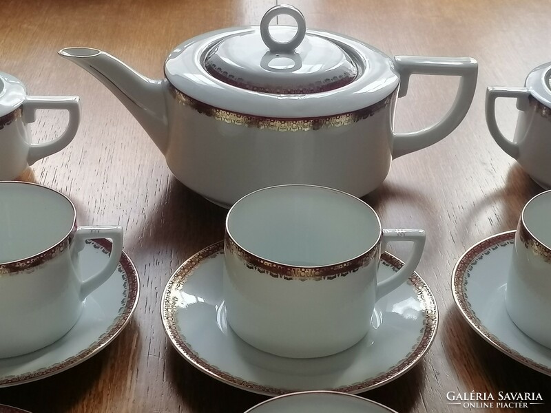 6 Personal complete Czechoslovak imperial, art deco tea set