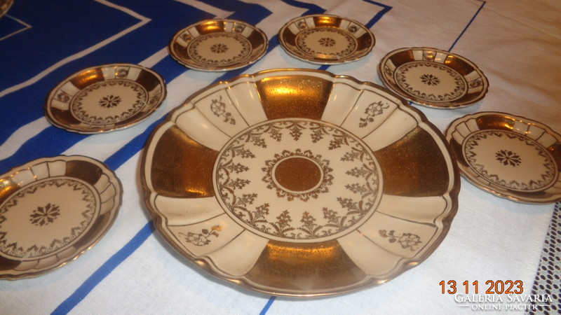 Schlegelmilch dessert set, hand painted, with lots of gold