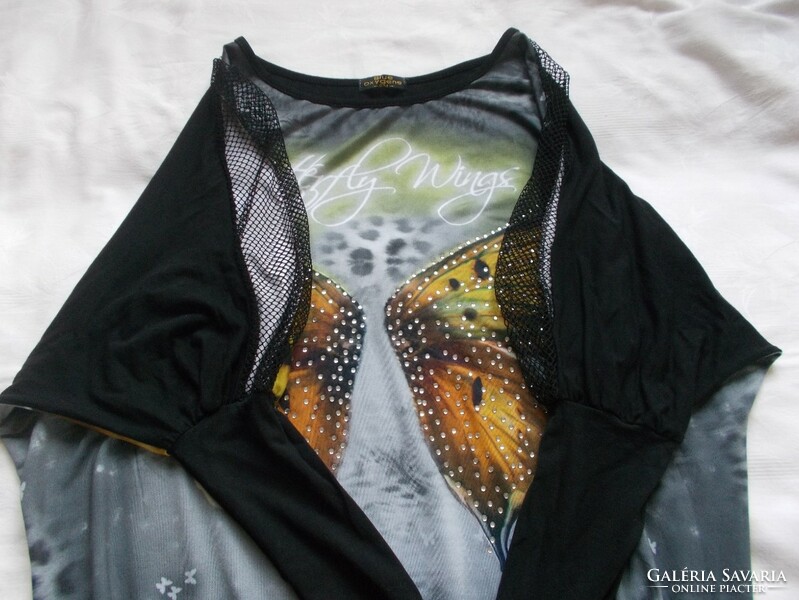 Bat sleeve rhinestone, butterfly top, tunic, blouse s/m