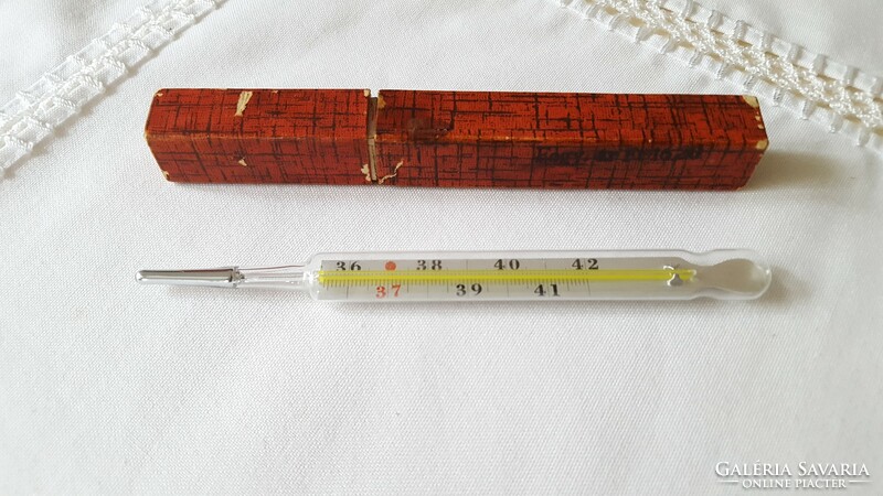 Old Hungarian mercury thermometer in its box