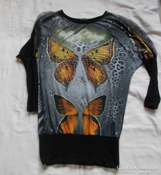 Bat sleeve rhinestone, butterfly top, tunic, blouse s/m