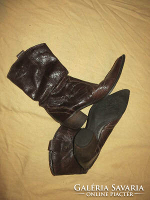 38-S brown western Weskó leather boots, 5.5 cm heel