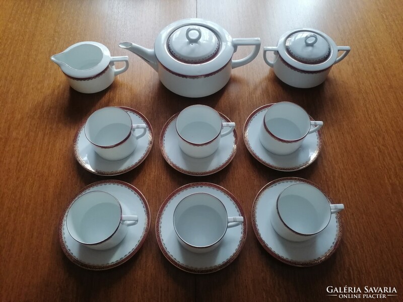 6 személyes komplett Csehszlovák Imperial, art deco teáskészlet