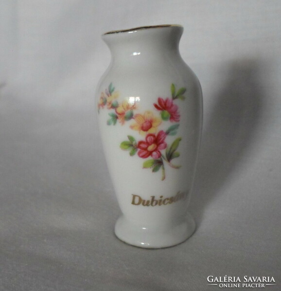 Hollóház porcelain violet vase, floral mini vase (dubicsány, memorial)