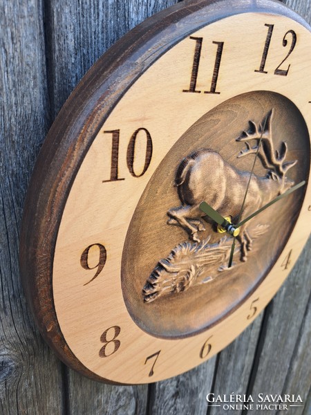 Wooden deer wall clock