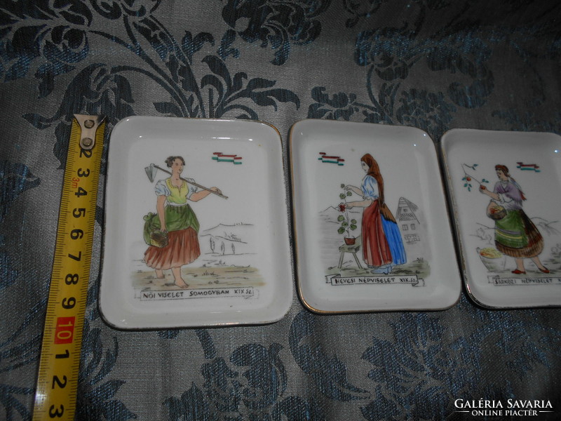 3 meticulously hand-painted Hungarian women's traditional costume bowls - sold together (3000/piece)