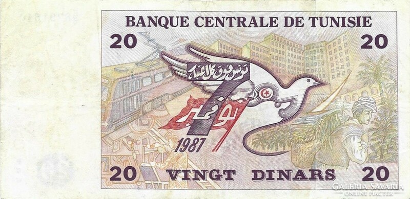 20 dinár dinars 1992 Tunézia