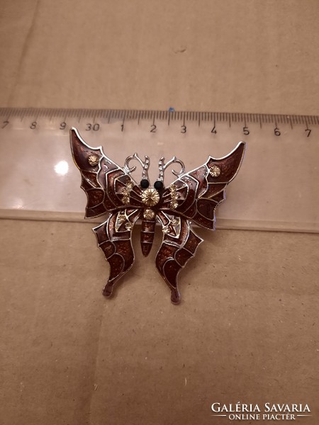 Brown butterfly fire enamel pin/ Christmas tree decoration, negotiable