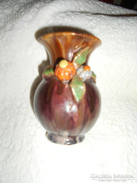 Hops small size ceramic vase with flower pattern 8 cm