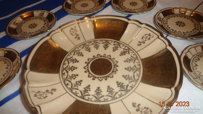 Schlegelmilch dessert set, hand painted, with lots of gold