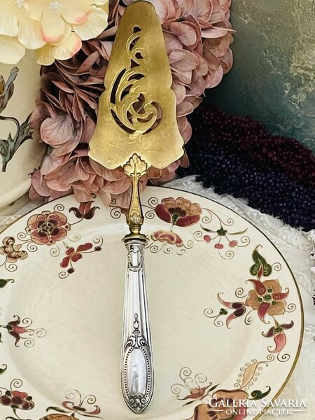 Large French silver cake spatula