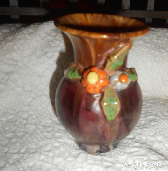 Komlós kis méretű  virágmintás kerámia váza 8 cm