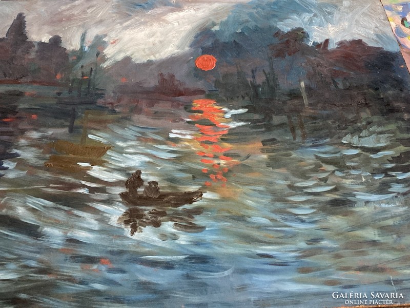 Claude monet: impression, the rising sun (1872). Homage to the master