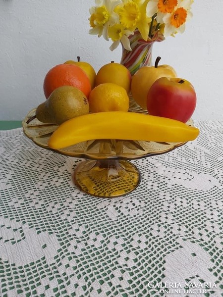 Beautiful glass pedestal cake stand offering fruit stand rustic midcentuey modern home decoration