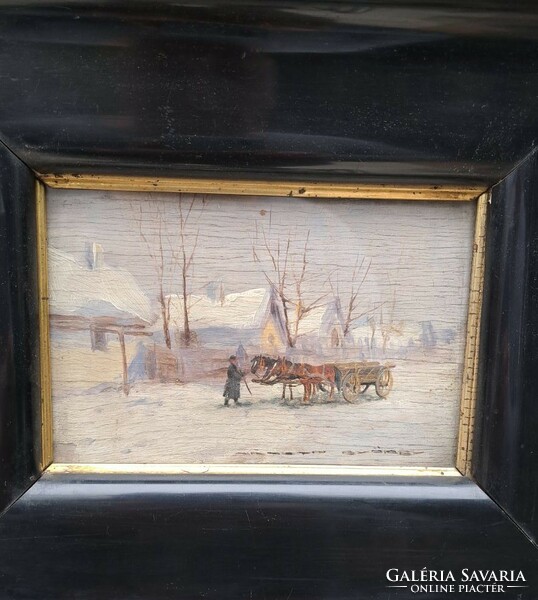 György Németh (1888-1962): winter street detail.