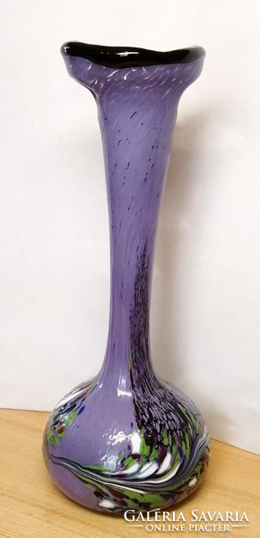 Torn harlequin multicolor vase with perforated mouth murano. A decorative rarity for your showcase