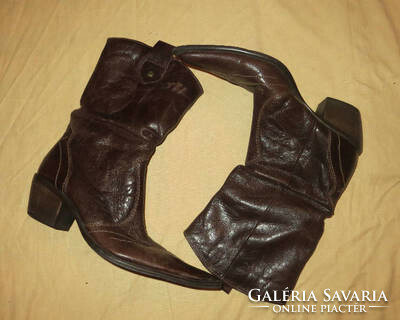 38-S brown western Weskó leather boots, 5.5 cm heel