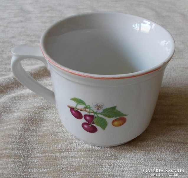 Czechoslovak (Czech) porcelain mug with fruit pattern (cherry)