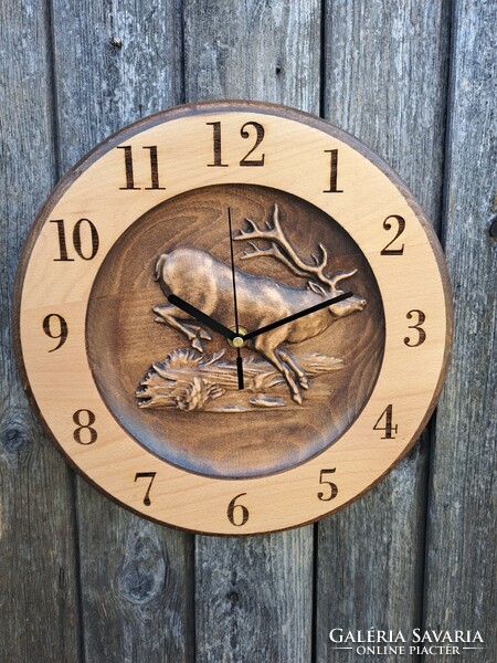 Wooden deer wall clock