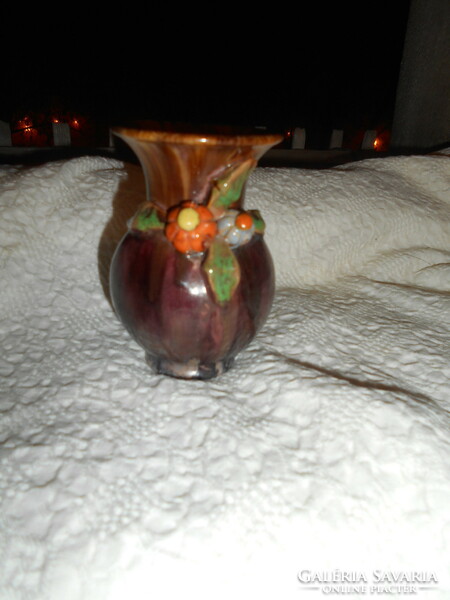 Hops small size ceramic vase with flower pattern 8 cm