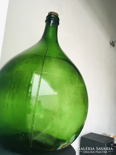 Old huge green glass balloon- wine glass bottle more than 50 cm