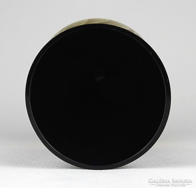 1Q032 Mid century aranyozott fekete üveg váza 20 cm