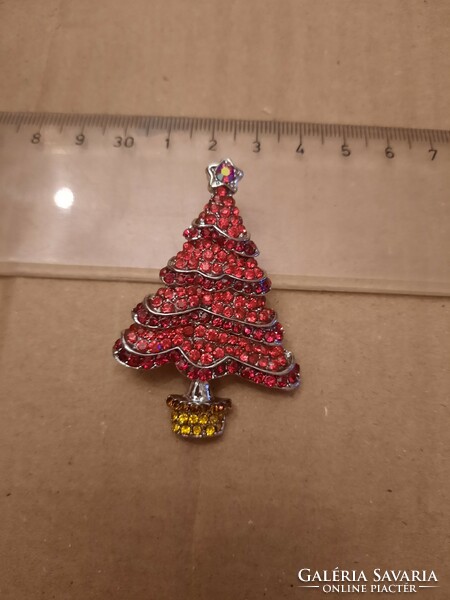 Piros bordó köves karácsonyfa kitűző/ karácsonyfadísz , Alkudható