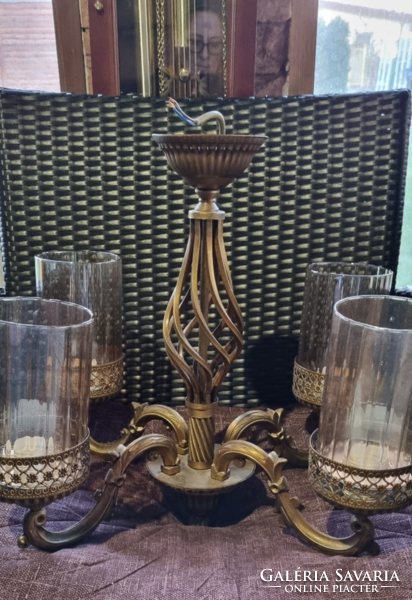 Bronzed art deco chandelier