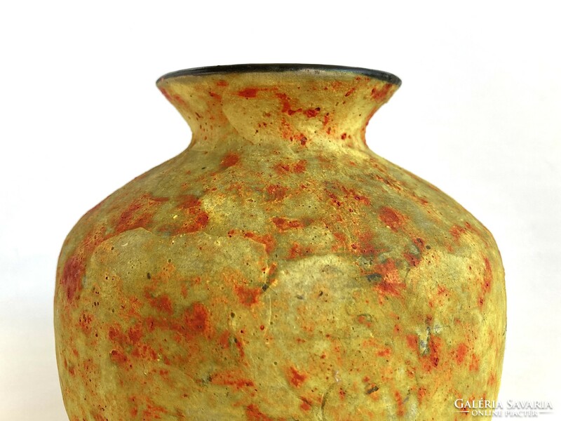 Applied art ceramic vase with matte glazed stone effect