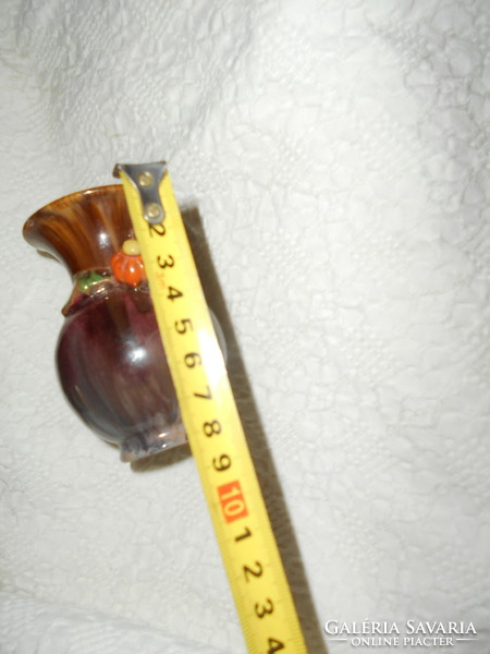 Komlós kis méretű  virágmintás kerámia váza 8 cm