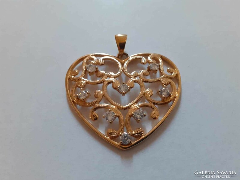 Beautiful, gold-plated silver pendant decorated with zirconia (925)