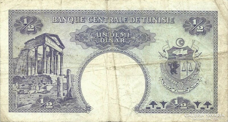 0,5 1/2 fél dínár 1958 Tunézia Ritka