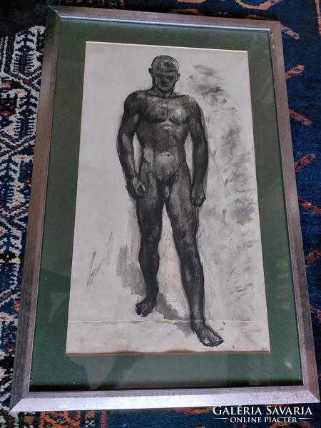 István Szőnyi: charcoal drawing of men for auction!