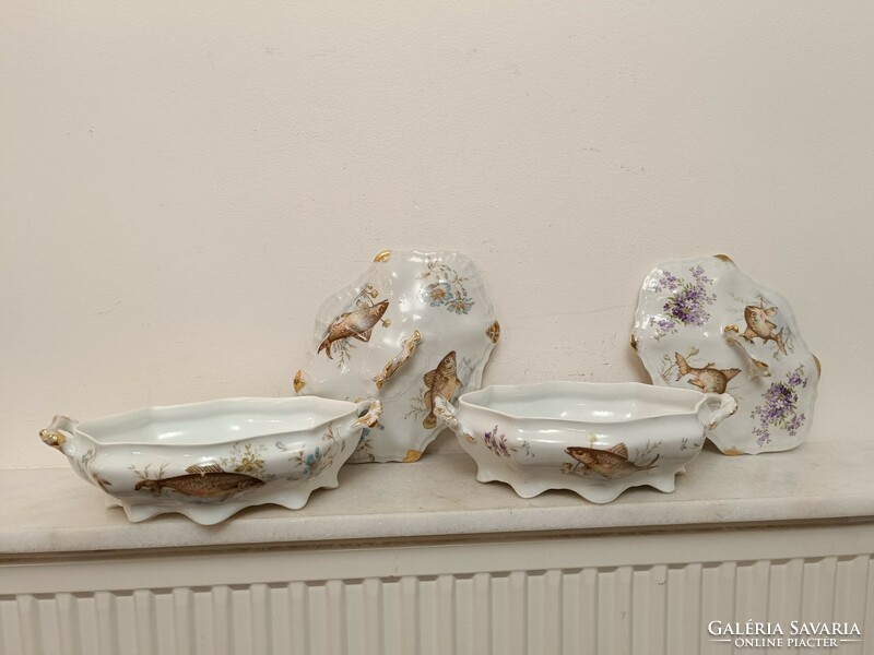 Antique fish porcelain plate holiday set fish bowl art nouveau tableware austria 450 8234