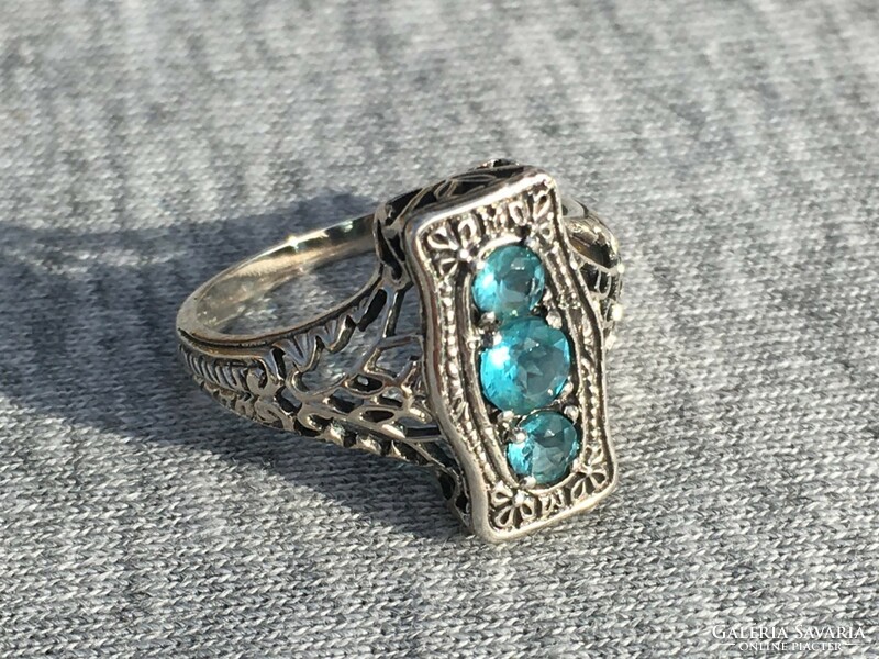 Women's silver ring aquamarine