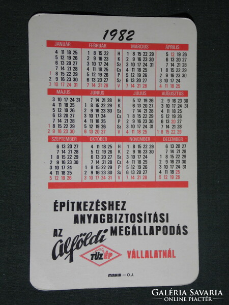 Card calendar, Alföld tüzep building material company, Szeged, thermal insulation window, 1982, (4)