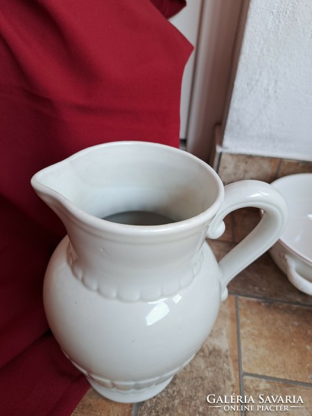 Beautiful Köbány porcelain white, gray jug, nostalgia piece, marked kp
