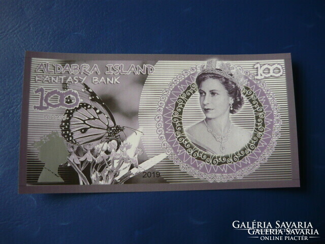 Aldabra island $100 2019 butterfly! Elizabeth II! Ouch! Rare fantasy paper money!