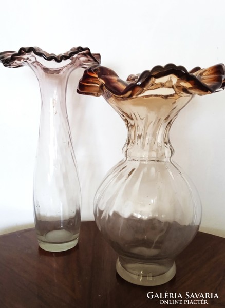 2 pcs. Old, Czech, blown glass vase, No. xx. First half