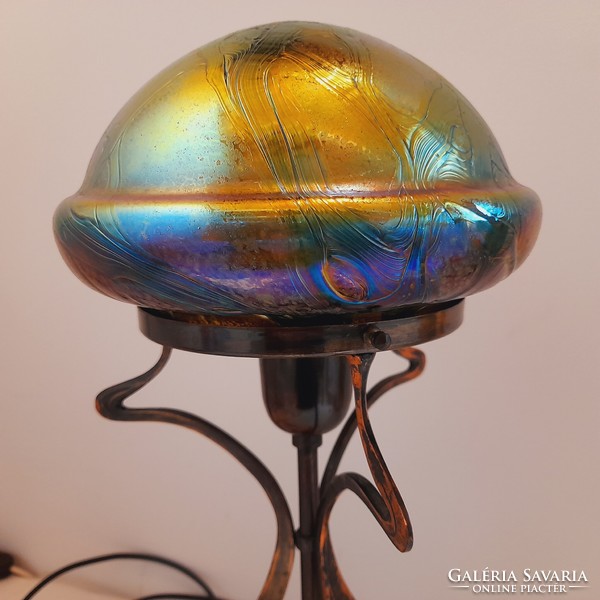 Márton Horváth table lamp, iridescent glass lampshade
