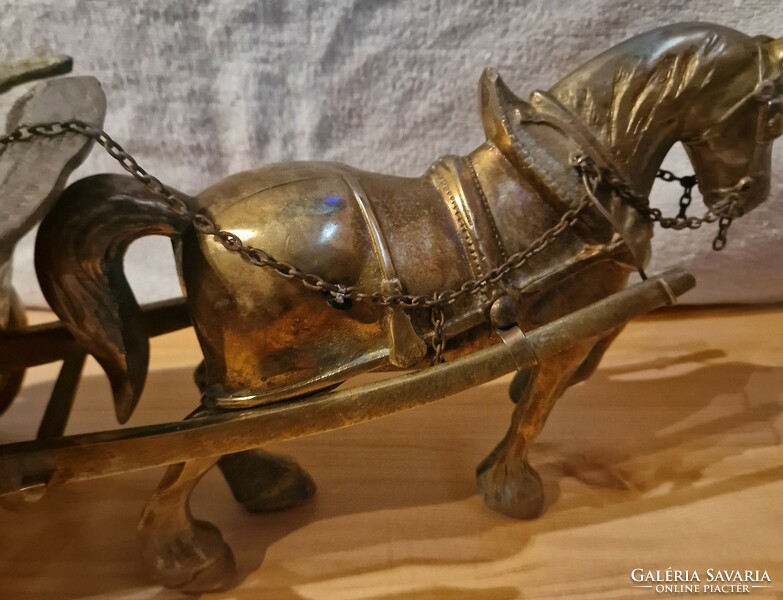 Large copper horse with chariot