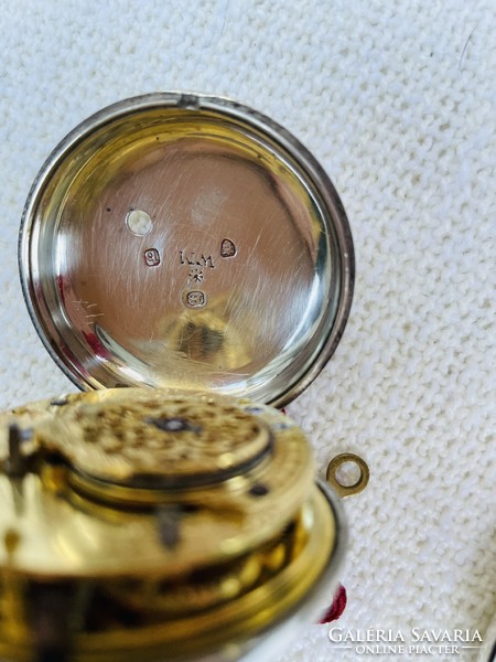 Antique pocket watch with silver case and key, 1800s, flawless, working condition!