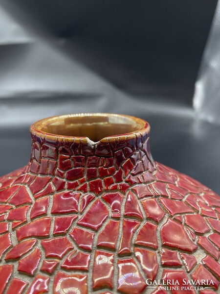 Zsolnay cracked shrink-glaze eosin ufo vase