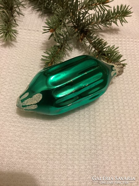 Régi üveg zöld lampion karácsonyfadísz