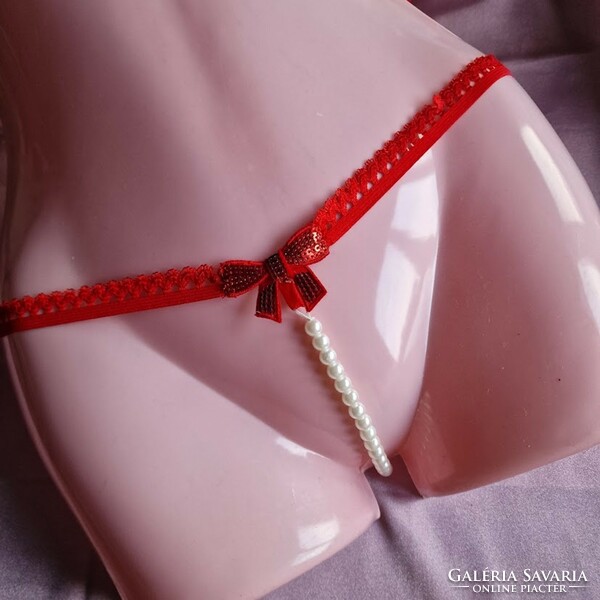 Fen55 - women's underwear - bow, beaded g-string thong panties